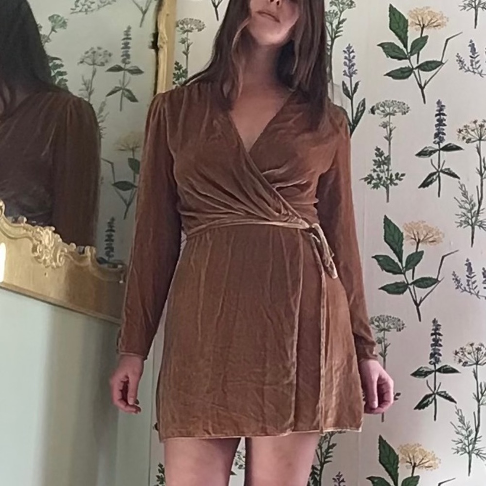 Reformation Gold Wrap Dress